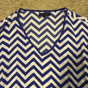 Rita Blue and White Chevron blouse